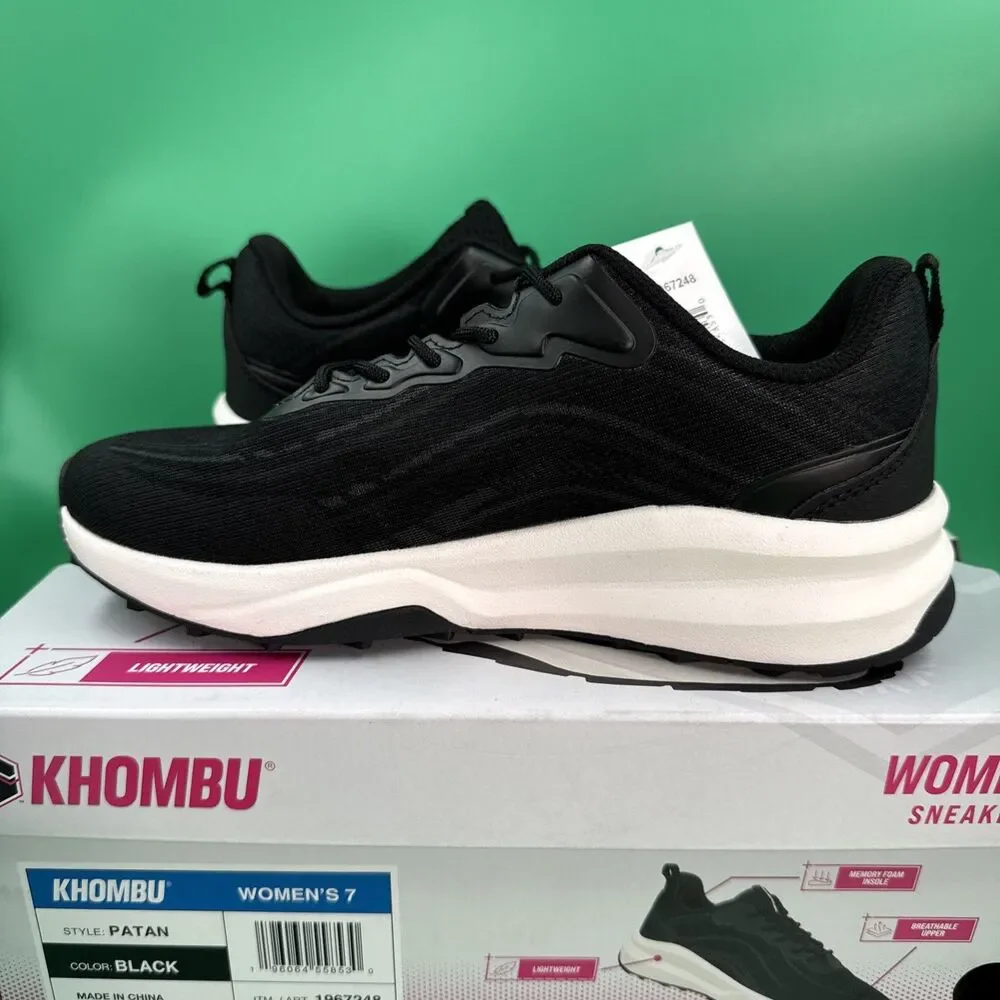 Khombu Women's Patan Black Sneakers Lightweight Memory Foam Breathable Sz 7 New